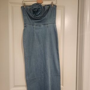 Reformation Rosette Denim Dress